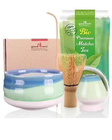 Goodwei Matcha Complete Set including Organic Matcha Tea (Kumo) - Matcha Set Sumi with Premium Matcha Tea