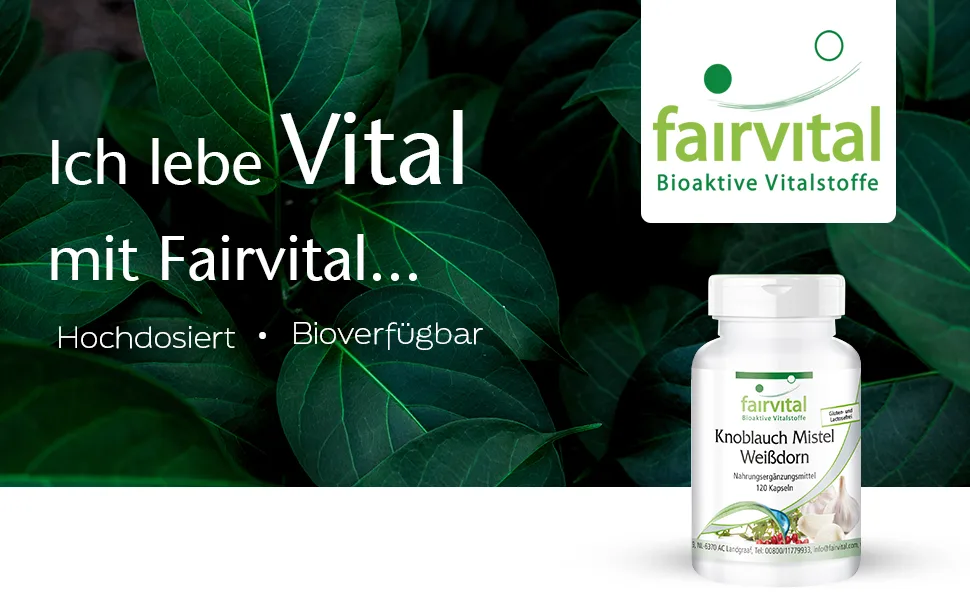 Fairvital | Garlic capsules with mistletoe + hawthorn - KMW capsules - HIGH DOSE - VEGAN - 120 capsules - Fairvital