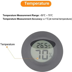 Mini Digital Hygrometer Thermometer Indoor Air Temperature Monitor with Large LCD Display and Backlight for Reptile(White) - Parameter: