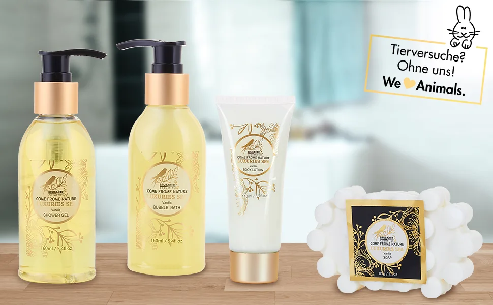 BRUBAKER Cosmetics Luxury Vanilla Spa Beauty Set - 6-piece Bath and Shower Set - Gift Set in Ceramic Stiletto White Gold White - vanilla sommer feeling jugendlich düfte kosmetik körper pumps damenschuh high-heels stilettos