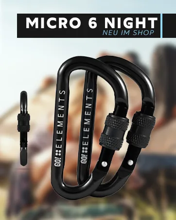 GO!elements Carabiner Keyring - Micro 6 - Mini snap hook small with screw cap MAGIC - Micro 6 Night