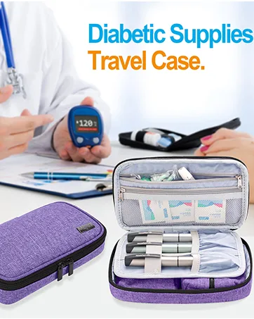 Luxja insulin diabetic bag double layer insulin pocket for blood sugar measuring devices and diabetics accessories (only bag) black version 2 black - Insulin Aufbewahrungstasche
