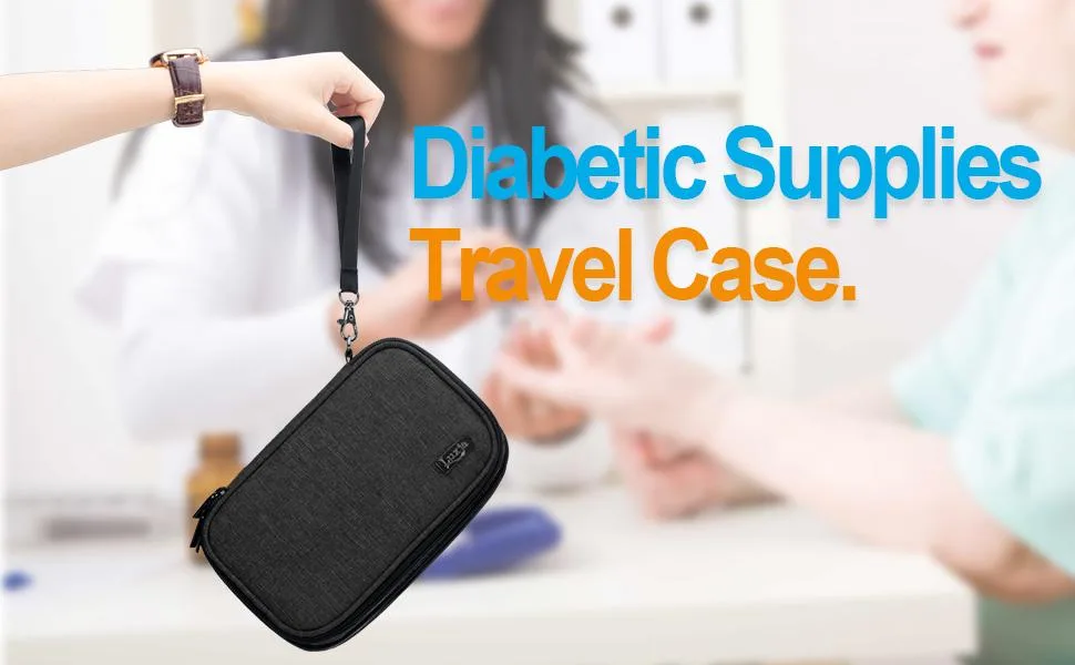 Luxja insulin diabetic bag double layer insulin pocket for blood sugar measuring devices and diabetics accessories (only bag) black version 2 black - insulin tasche