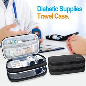 Luxja insulin diabetic bag double layer insulin pocket for blood sugar measuring devices and diabetics accessories (only bag) black version 2 black - insulin tasche