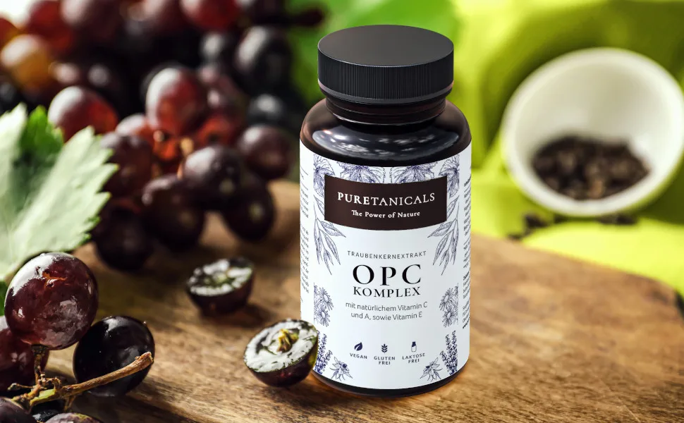 OPC grape seed extract capsules + natural vitamin C A&E |Antioxidant complex dose of laboratory test |530mg pure extract |Grape extract vegan without a magnesium stearate - opc cover