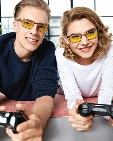 Prisma kids blue light filter glasses for children with lite 95 blue light filter children's glasses K3704 with 95% blue -filter and robust frame brown / yellow - Blaulichtfilter Brillen PRiSMA Gamer Bildschirm