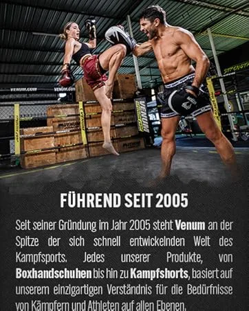 Venum Elite Head Protection Khaki / Schwartz - A Muay Thai fighter, training, throwing a flying knee and hitting a Venum training pad.