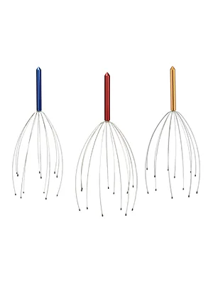 Relaxdays head massager 12 arms with knobs massager for the head head massager head scratcher metal gold - Handmassagegerät