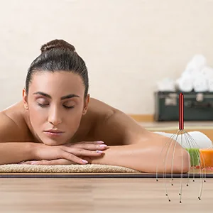 Relaxdays head massager 12 arms with knobs massager for the head head massager head scratcher metal gold - Kopfkralle