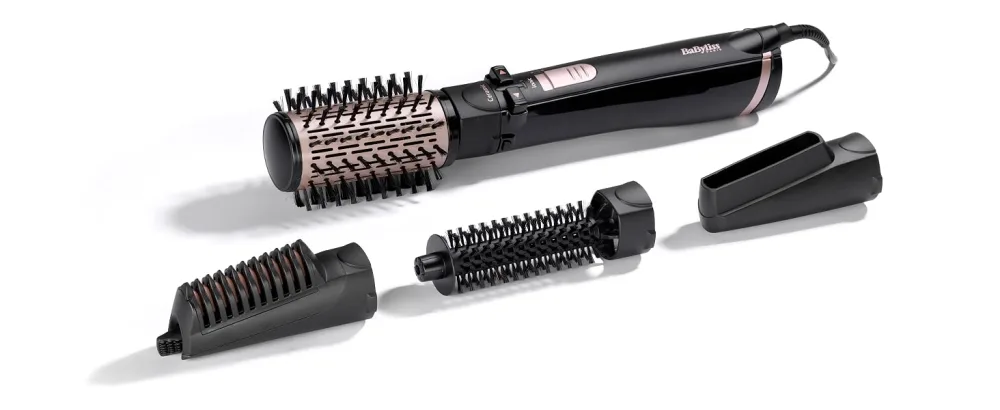 BaByliss AS200E Rotating Hot Air Brush Set Brush & Style Ionic 1000 Watt 4 attachments black 5-piece set - AS200E