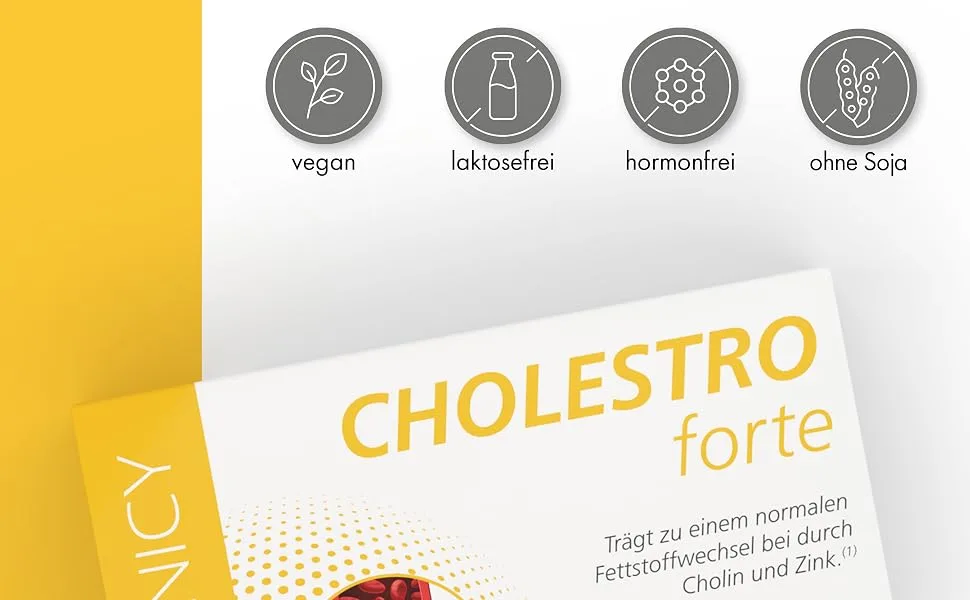 Botanicy Cholestro Forte with Bergavit - Cholesterol naturally lower - Bergamot extract vitamin A C and E zinc selenium & cholin - hormone -free vegan - 60 tablets - Cholestro forte