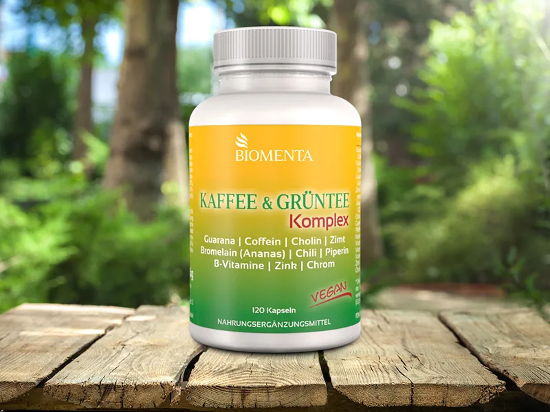 Biomenta coffee and green tea complex - 120 coffee green tea capsules high -dose - active ingredient complex with cinnamon pineapple green tea B vitamins and much more - vegan - premium quality - kaffee grüntee komplex
