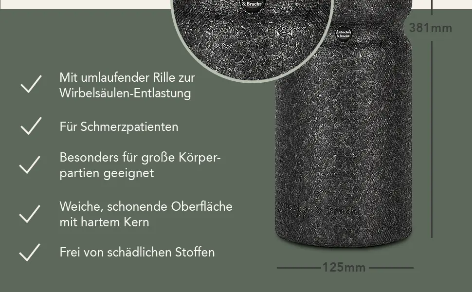 Liebscher & Bracht Original Maxi roll: fascia roll with circulation groove soft surface massage roller 38 cm made in Germany exercises in the app - Maxi-Rolle_Usp