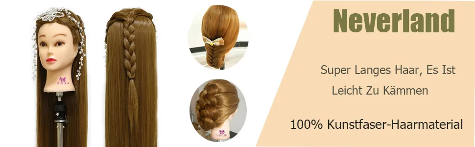 Neverland Hairdressing Head Real Hair Practice Head Hairdressing Head Training Heads for Children (30 Brown) - product information 21