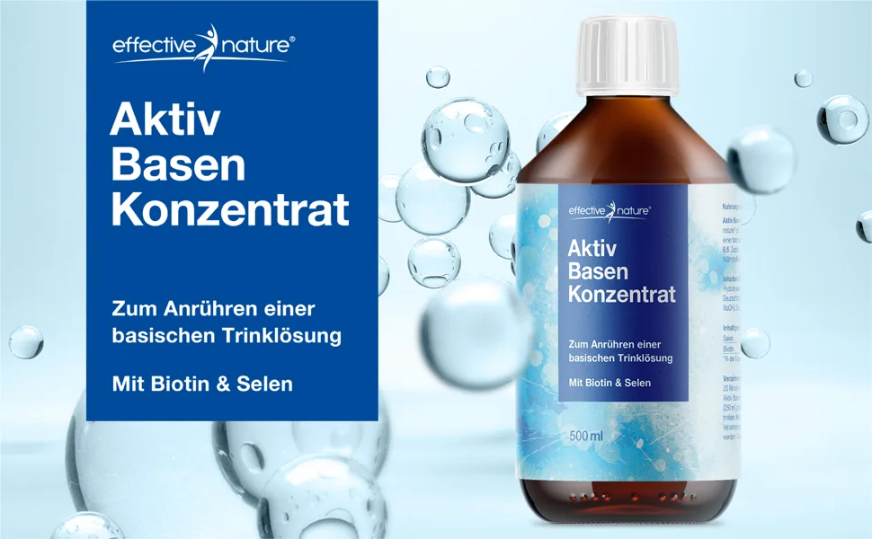 Effective Nature - Basic Water - 500ml - Basic concentrate actively basically basically - very high pH - supports your base enclosure ideal - simple and uncomplicated application - Effective Nature, Aktiv Basen Konzentrat, Nahrungsergänzungsmittel, Säure-Basen-Haushalt