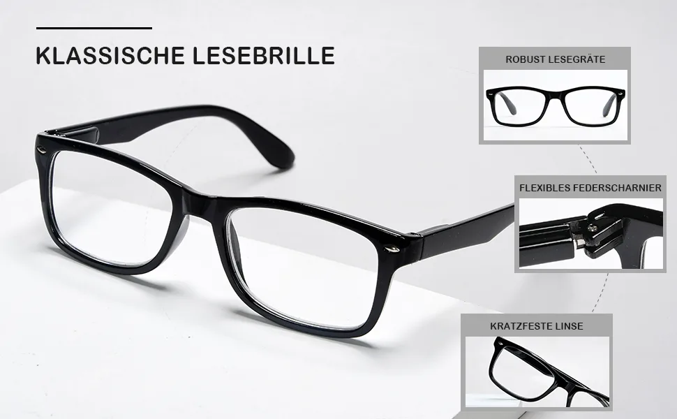 Eyekepper Readers Spring Hinges Quality Classic Vintage Style Reading Glasses Black-Brown +1.5 Clear Lens - Black Brown 1.5 x - Klassische Lesebrille
