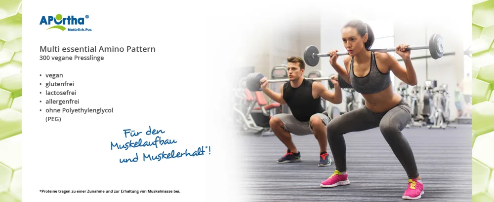 Aportha Multi Essential Amino Pattern I 362 g Amino acid powder with 8 essential amino acids according to Prof. Dr.Luc Moretti for optimized protein supply i amino acids complex high doses EAA vegan - APOrtha Multi essential Amino Pattern Vorteile