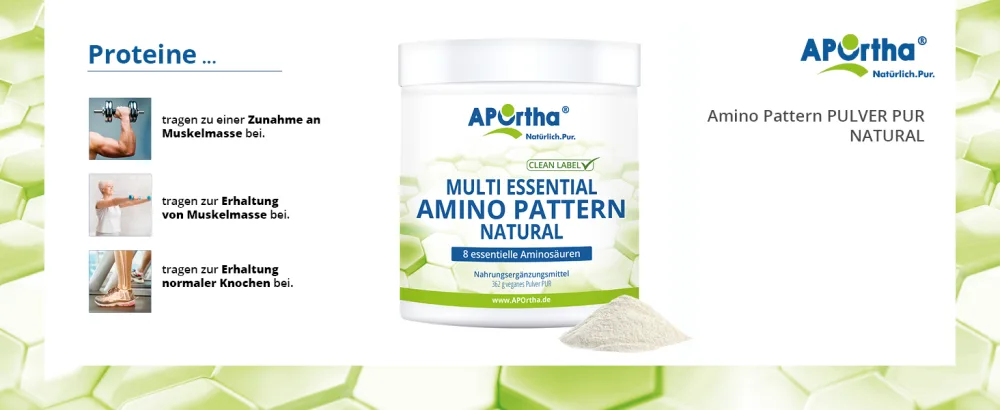 Aportha Multi Essential Amino Pattern I 362 g Amino acid powder with 8 essential amino acids according to Prof. Dr.Luc Moretti for optimized protein supply i amino acids complex high doses EAA vegan - APOrtha Multi essential Amino Pattern Zusammenfassung