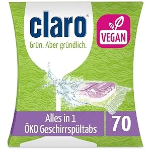 claro Multi All-in-1 Dishwasher Tabs - 70 pieces eco dishwasher tabs - phosphate-free & vegan - water-soluble film green/white - Sie sind die Multitasker unter unseren Tabs, denn sie machen am liebsten alles gleichzeitig!