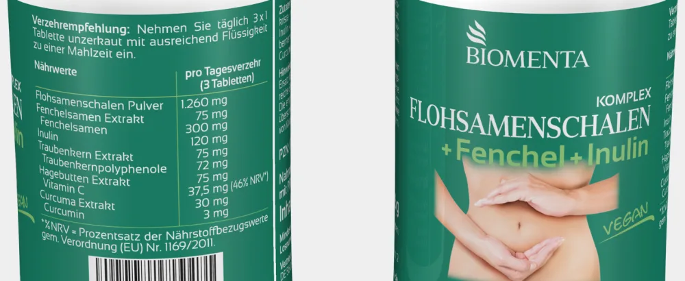 Biomenta psyllium husk complex - 140 high -dose vegan psyllium husks tablets with fiber and plant extracts - premium quality - flohsamenschalen darm aktiv tabletten