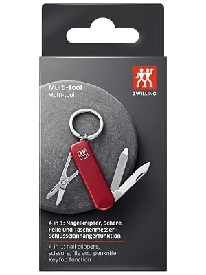 ZWILLING Multi-Tool Manicure Keyring Nail Scissors Nail Clippers Nail File in Travel Size Stainless Steel Red 60 mm 60 mm Red - image