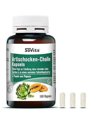sovita artichoke choline capsules | with papain from papaya | dietary supplement | 180 capsules - Cholin