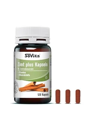 sovita blood sugar capsules | With cinnamon bark extract | Dietary supplement | 120 capsules - Zimt plus Kapseln