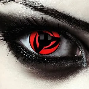 DESIGNLENSES red black colored contact lenses 1 pair/ 2 pieces Naruto Sharingan Hatake Kakashi's Mangekyou Cosplay "Naruto 3" - Red colored contacts without power Anime Naruto Shippuuden Hatake Kakashi cosplay contact lenses