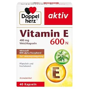 Doppelherz Vitamin E 600 N soft capsules herbal medicine with high dosage vitamin E to increase performance 40 capsules - Vitamin E