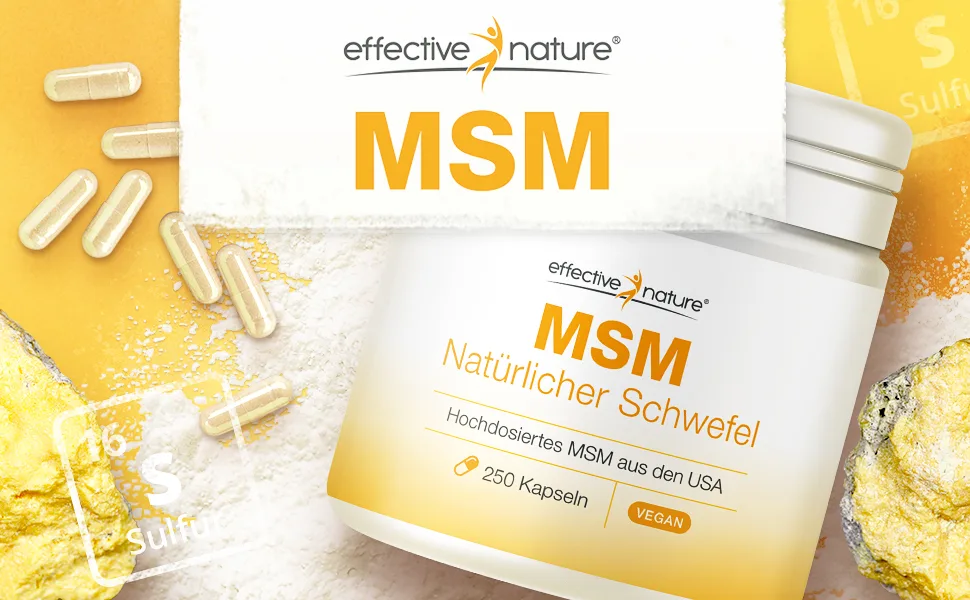 MSM natural sulfur - 250 capsules - high -dosed with 3400 mg msm per day - 99.9% purity - best controlled quality - MSM from the USA - MSM Schwefel