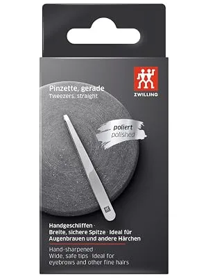 ZWILLING Straight Tweezers for Precise Eyebrow Hair Removal Polished Stainless Steel 90 mm Straight Tip - image
