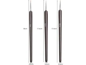 TRIXES 3 x Small Nail Brushes Drawing and Painting Tools Gel Acrylic Nail Art Tips Salon and Home Use - NOSE
