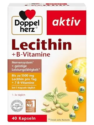 Double heart Lecithin - Dietary supplement with vitamin B1 B2 and B6 as a contribution to the normal function of the nervous system - 1 x 40 capsules - product information 16