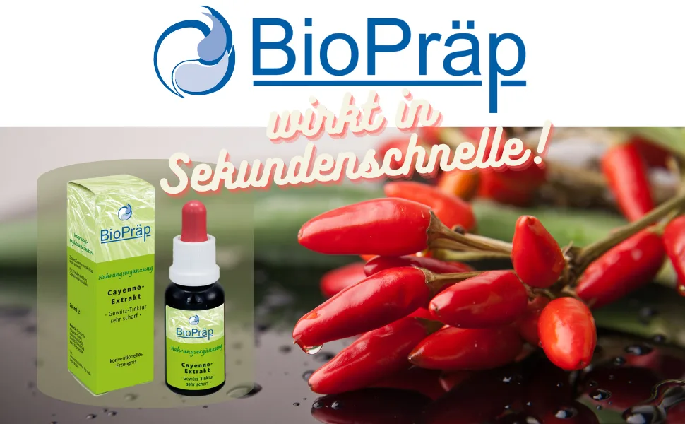 BioPr p Cayenne extract with 500 000 Scoville per drop | 20 ml | vegan | produced in Germany | certified production - Cayenne Extrakt A+ Banner