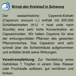 BioPr p Cayenne extract with 500 000 Scoville per drop | 20 ml | vegan | produced in Germany | certified production - Cayenne Extrakt Text