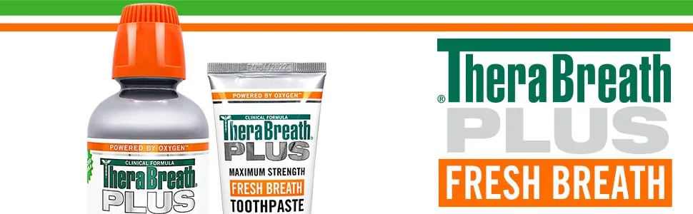 TheraBreath Plus Fresh Breath Maximum Strength 24-Hour Oral Rinse, Peppermint 3 Ounce - Pack of 6 - Therabreath PLUS