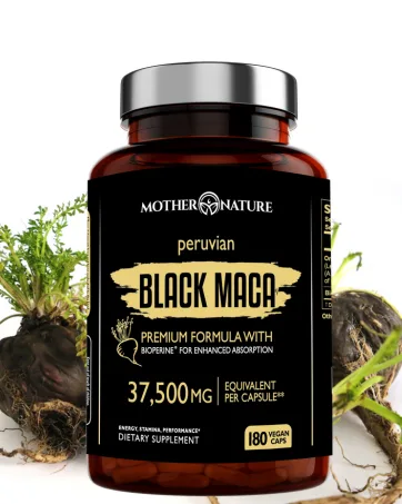 Mother Nature Organic Black Maca Root 50-1 Extract 37500mg Organic Peruvian Maca Peruana Supplement for Men - 180 Capsules - product information 11