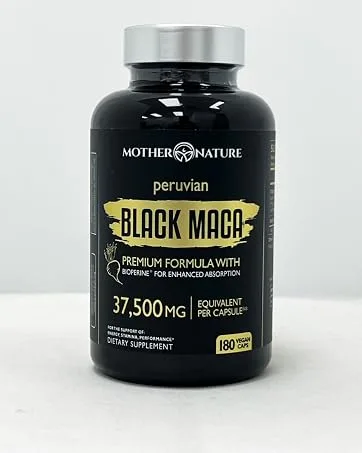 Mother Nature Organic Black Maca Root 50-1 Extract 37500mg Organic Peruvian Maca Peruana Supplement for Men - 180 Capsules - product information 7