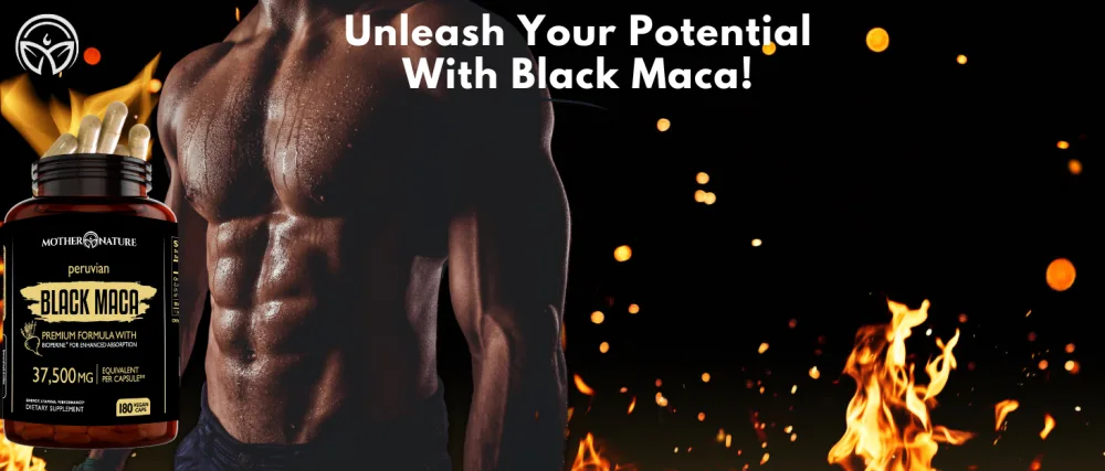 Mother Nature Organic Black Maca Root 50-1 Extract 37500mg Organic Peruvian Maca Peruana Supplement for Men - 180 Capsules - maca root capsules black red yellow tricolor extract potency peruvian maca pills strength peak men