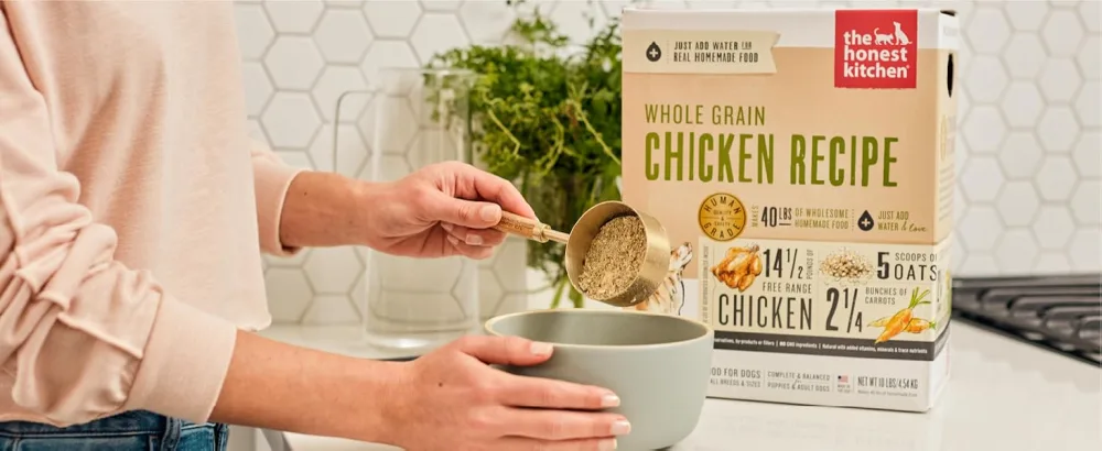 The Honest Kitchen Human Grade Dehydrated Whole Grain Dog Food – Complete Meal or Dog Food Topper Chicken 10 Pound (Pack of 1) - Make 4X Their Weight