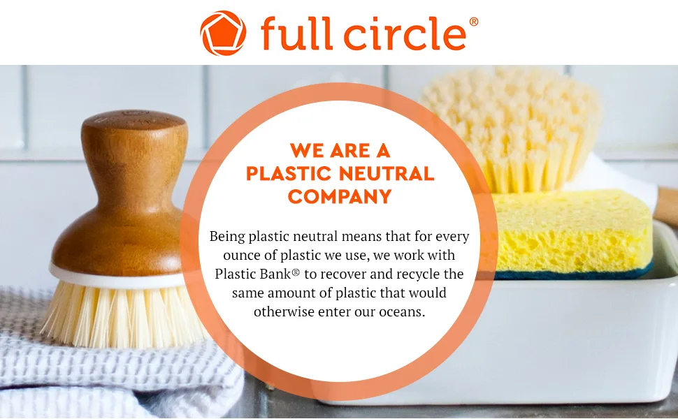 Full Circle Bubble Up Ceramic Soap Dispenser & Bamboo Dish Brush, White/Gray Grey/White - bubble up main