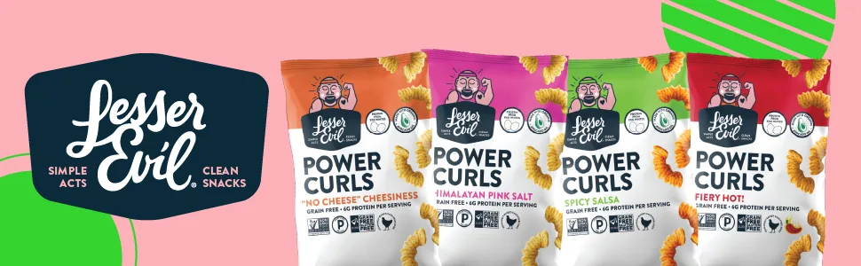 LesserEvil, Egg White Curls, Spicy Salsa, 4 Ounce - logo and bags