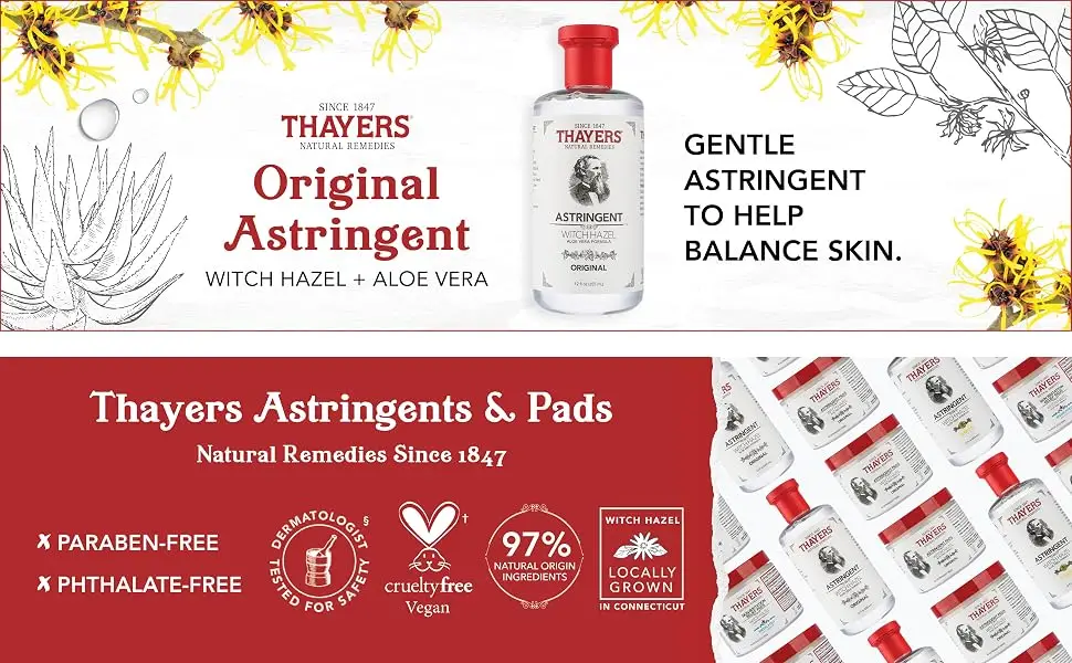 THAYERS Original Witch Hazel Astringent with Aloe Vera, 12 ounce bottle - Thayers Astringents