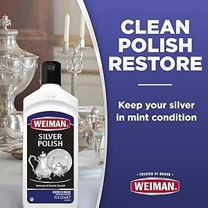 Weiman Silver Polish and Cleaner - 8 Ounce - Clean Shine and Polish Safe Protective Prevent Tarnish - clean polish and restore