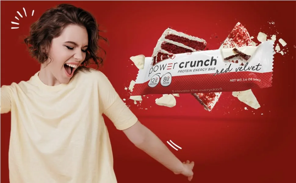 Power Crunch Whey Protein Bars, High Protein Snacks with Delicious Taste, Triple Chocolate, 1.4 Ounce (12 Count) - Power Crunch Red Velvet