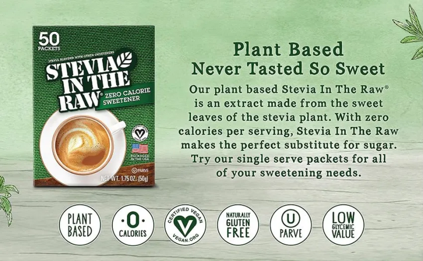 STEVIA IN THE RAW, Zero Calorie Sweetener Packets 50 Count Box (1 Pack) Packets Packets - 50 Count (1 Pack) - Stevia In The Raw