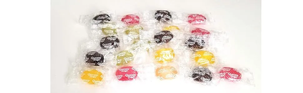 Three Lollies Queasy Drops | Assorted for Nausea Relief |Green Tea with Lemon | Ginger | Banana | Sour Raspberry | Cola | 21 Drops Cola 21 Count (Pack of 1) - product information 3