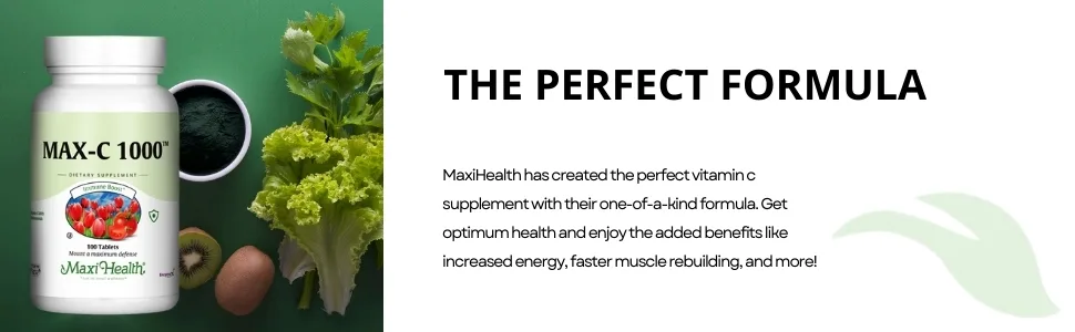 Maxi Health Max Vitamin C - ""1000mg"" - with Bioflavonoids - 100 Tablets - Kosher 100 Count (Pack of 1) - Formula