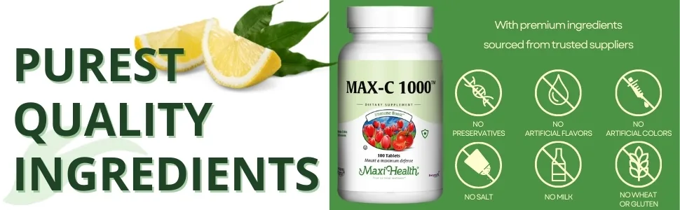 Maxi Health Max Vitamin C - ""1000mg"" - with Bioflavonoids - 100 Tablets - Kosher 100 Count (Pack of 1) - quality