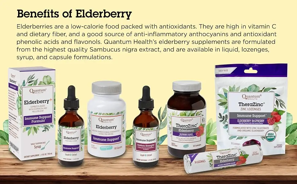 Quantum Health Elderberry Supplement Capsules, Powerful Immune Support, 60 Ct. 60 Count (Pack of 1) - Image: Benefits of Elderberry